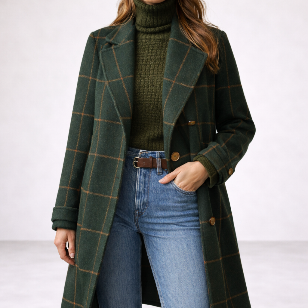 Onna || Abrigo con Estampado de Cuadros