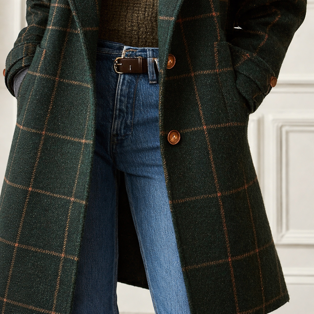 Onna || Abrigo con Estampado de Cuadros