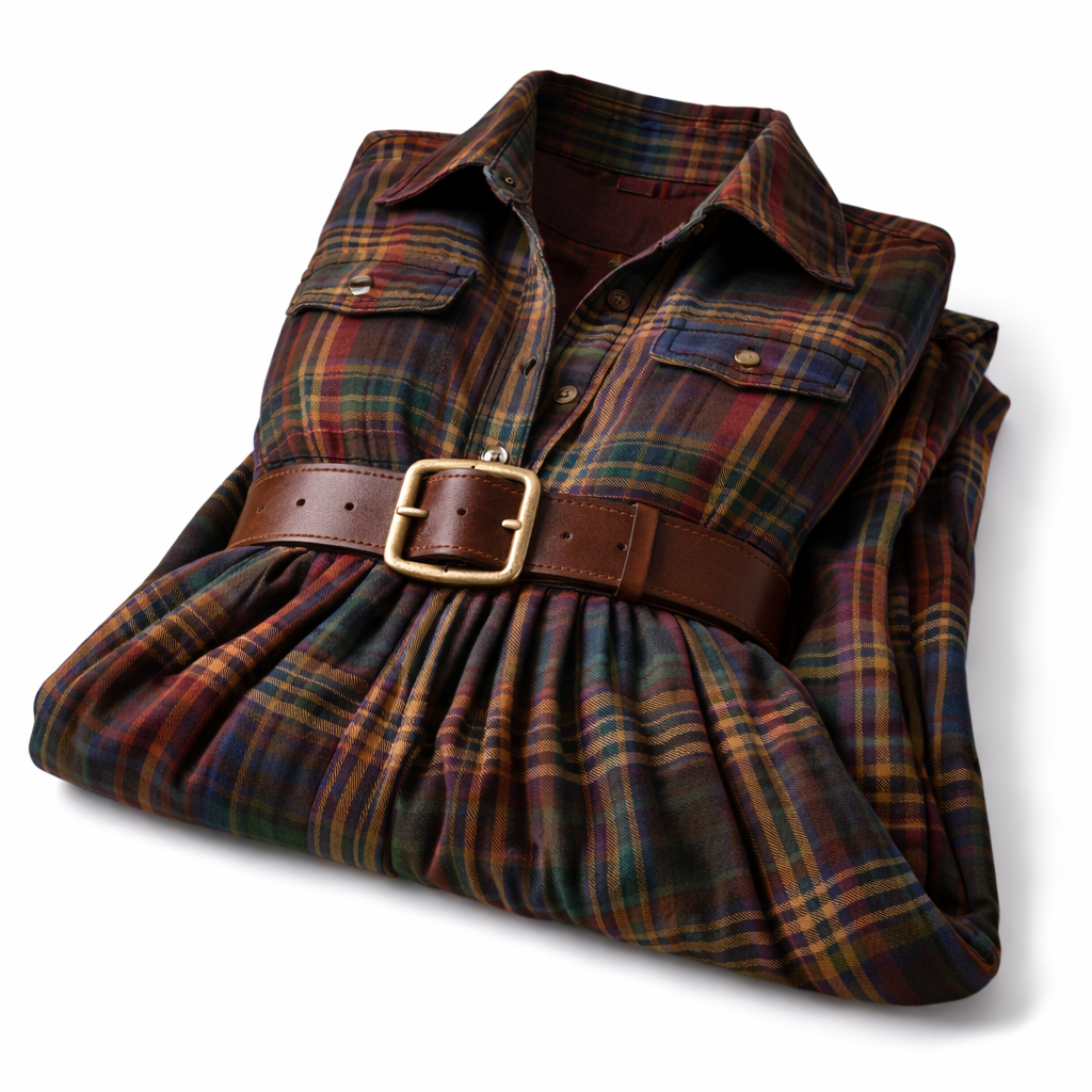 Emalia || Vestido de Cuadros con Cinturón